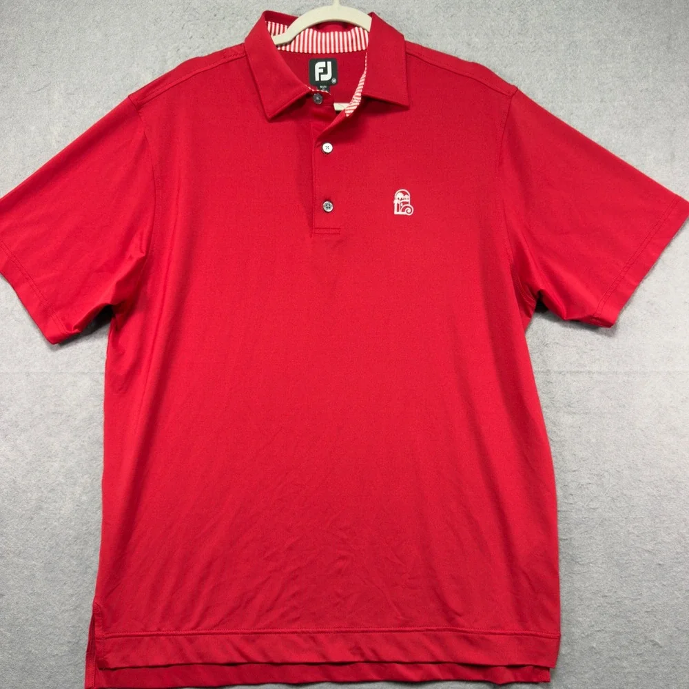 FootJoy Mens Performance Golf Polo Shirt Red Short Sleeve Embroidered Logo M